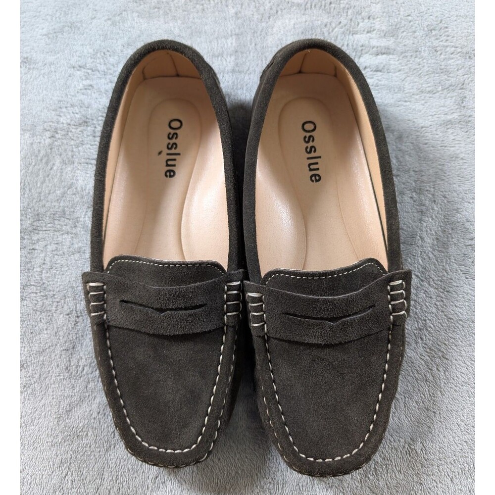 Osslue Loafers Womens 8 Brown Suede Leather Penny Driving Moccasin Slip On - Picture 2 of 8